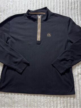 ALASKA Knit Sweatshirt Black Men's Size 2XXL 1/4 Zip Mock Neck Logo